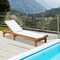 Costway 2PC Patio Lounge Chair Chaise Solid Wood Back Adjustable Recliner Deck Furniture